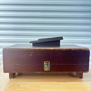 Vintage 1960s Electric Sunbeam Shoe Polisher Kit with Wood Stool and Brushes